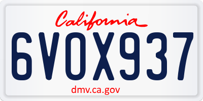 CA license plate 6VOX937