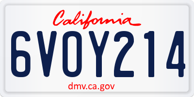 CA license plate 6VOY214