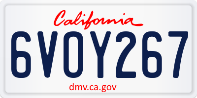 CA license plate 6VOY267