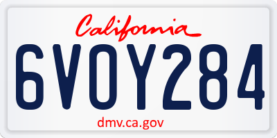 CA license plate 6VOY284
