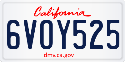 CA license plate 6VOY525