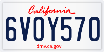 CA license plate 6VOY570