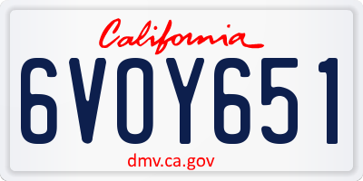 CA license plate 6VOY651
