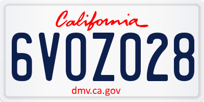 CA license plate 6VOZ028