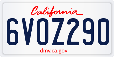 CA license plate 6VOZ290