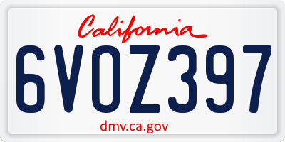 CA license plate 6VOZ397