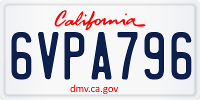 CA license plate 6VPA796