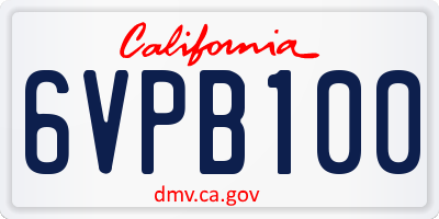 CA license plate 6VPB100