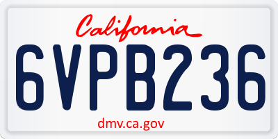 CA license plate 6VPB236