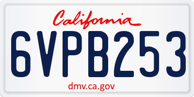 CA license plate 6VPB253