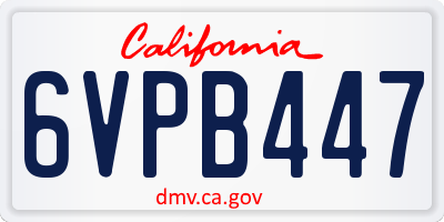 CA license plate 6VPB447