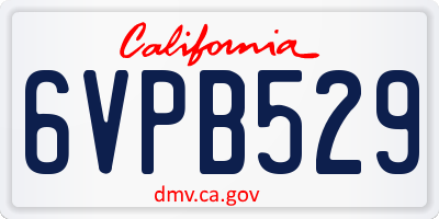 CA license plate 6VPB529