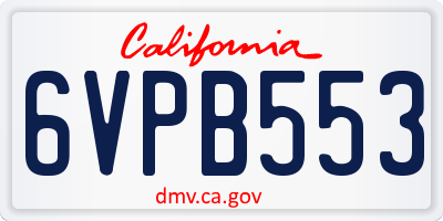 CA license plate 6VPB553
