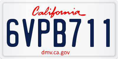 CA license plate 6VPB711