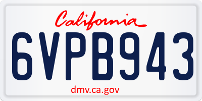 CA license plate 6VPB943