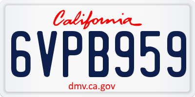 CA license plate 6VPB959