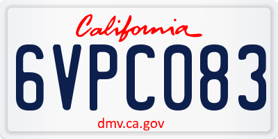 CA license plate 6VPC083