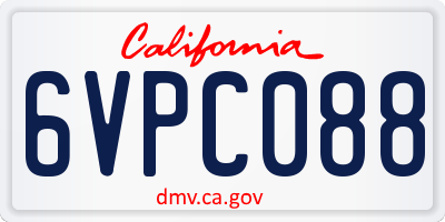 CA license plate 6VPC088