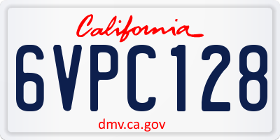 CA license plate 6VPC128