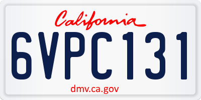 CA license plate 6VPC131