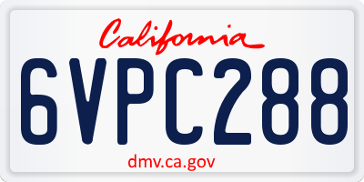 CA license plate 6VPC288