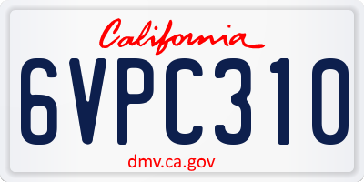 CA license plate 6VPC310