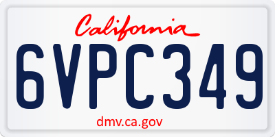 CA license plate 6VPC349