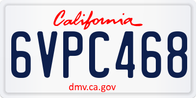 CA license plate 6VPC468