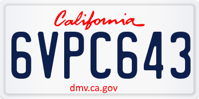 CA license plate 6VPC643