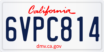 CA license plate 6VPC814