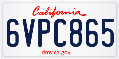 CA license plate 6VPC865