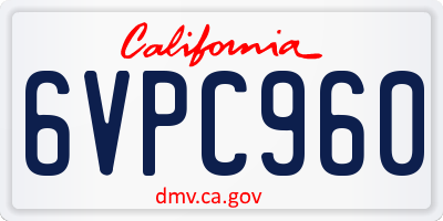 CA license plate 6VPC960