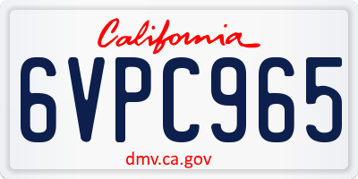 CA license plate 6VPC965