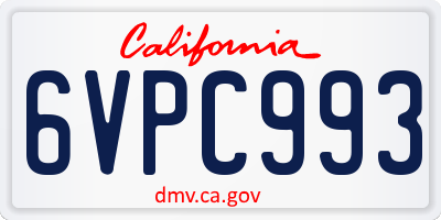 CA license plate 6VPC993