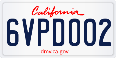 CA license plate 6VPD002