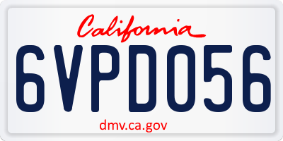CA license plate 6VPD056