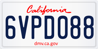 CA license plate 6VPD088