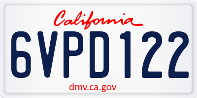 CA license plate 6VPD122