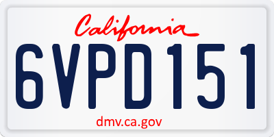 CA license plate 6VPD151