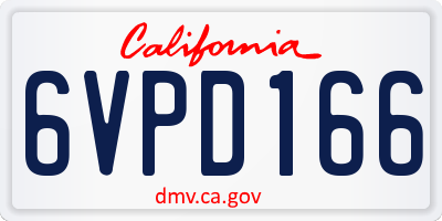 CA license plate 6VPD166