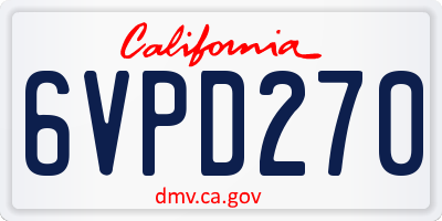 CA license plate 6VPD270