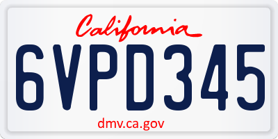 CA license plate 6VPD345