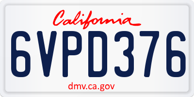 CA license plate 6VPD376