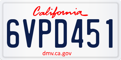 CA license plate 6VPD451