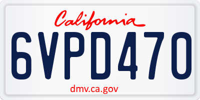 CA license plate 6VPD470