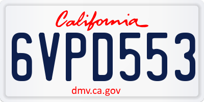 CA license plate 6VPD553
