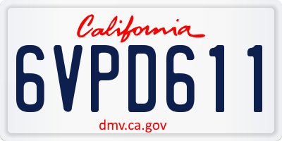 CA license plate 6VPD611