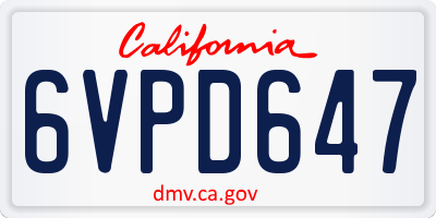 CA license plate 6VPD647