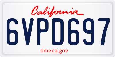 CA license plate 6VPD697
