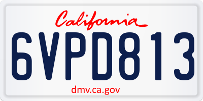 CA license plate 6VPD813